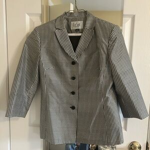 Le Suit Black and White Checkered Women's Blazer